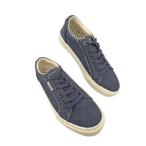 Taos Footwear Navy Canvas Lace-Up Sneakers with Cream Soles
